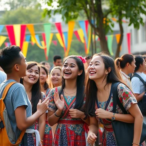 Students attending a cultural festival on the LearnEdge Academy campus
