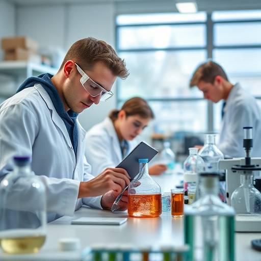 Students conducting experiments in a state-of-the-art biology lab