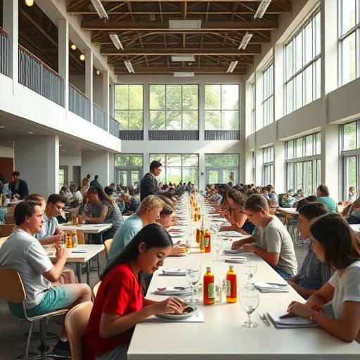 Students enjoying a meal in the LearnEdge Academy dining hall