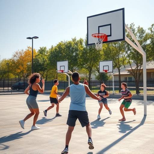 Students playing basketball on the LearnEdge Academy campus court